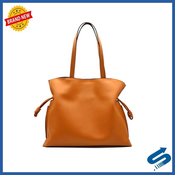 Large Leather Tote Bag with Drawstring Holds Laptop & A4 Paper